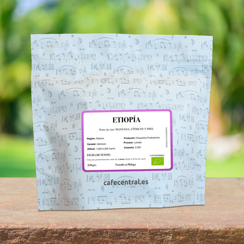Bolsa de Café de especialidad de Etiopía con notas a manzana, cítricos y miel.  Café Tostado en Málaga